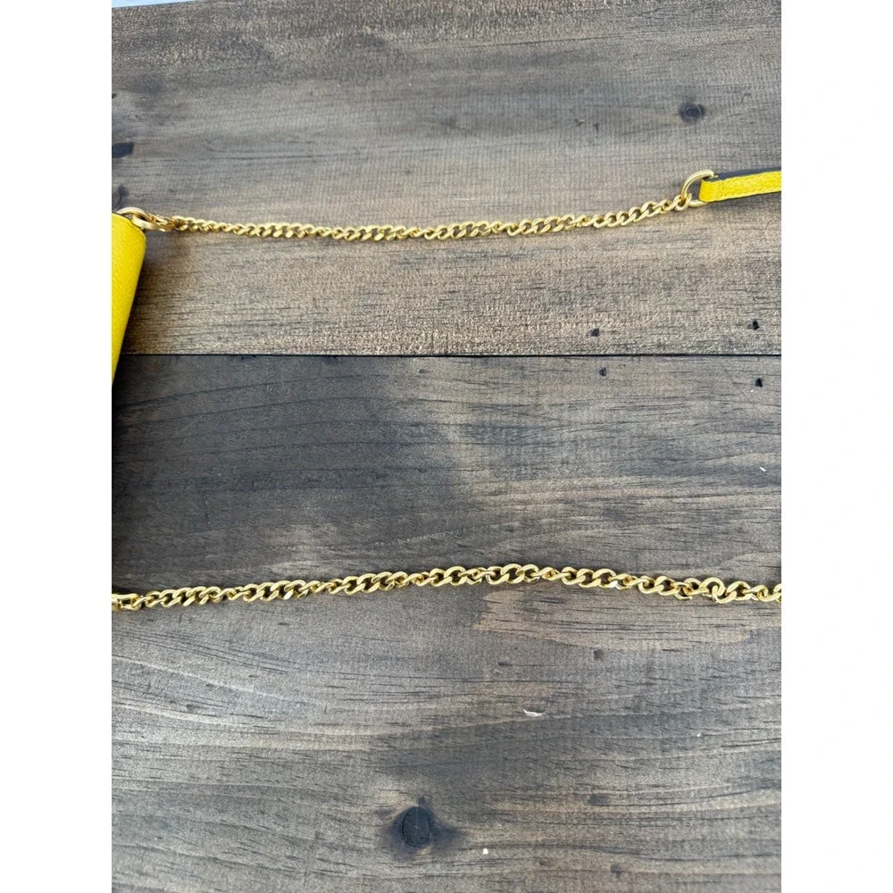 Tory Burch Britten Wallet on Chain Yellow Pebbled Leather Crossbody Bag Gold